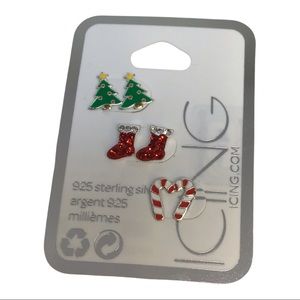 🎄 3-Set Sterling Silver Children’s Holiday Earrings
